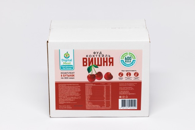 Разгрузочный день 600 кКал, вишня (набор 6 бутылок по 300 кКал)